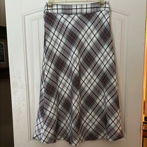 East 5th Stylish Plaid Women's Skirt in Black, White, and Red.